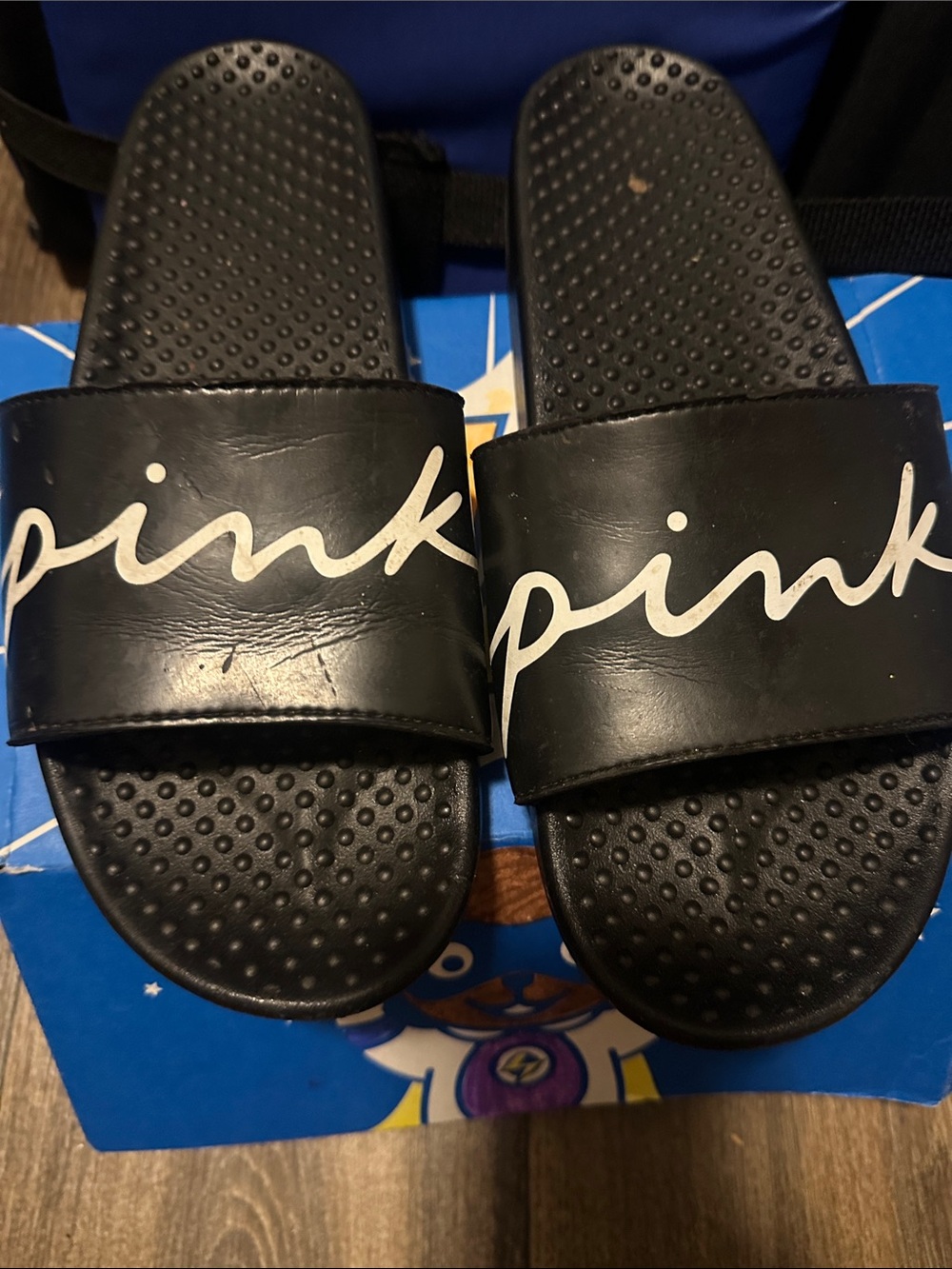 Victoria's Secret Pink Black Slide Sandals